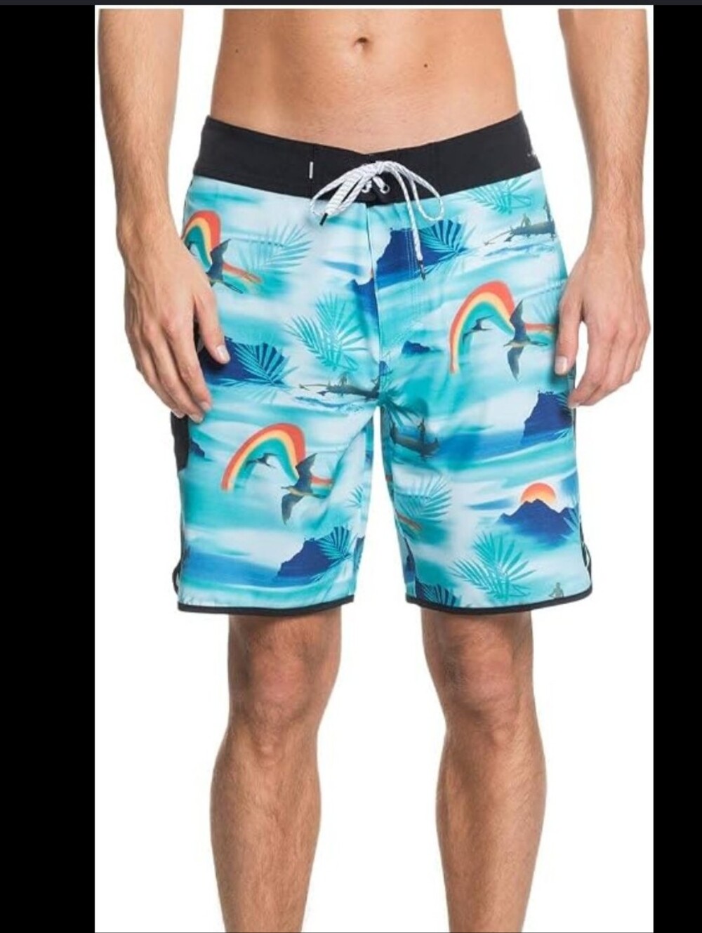 Quiksilver Highline IWA Scallop Boardshorts Tropical Scenic Print Size 34